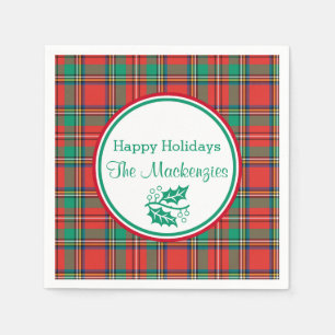 Custom Classic Christmas Plaid Napkin