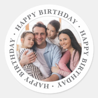 Custom Classic Happy Birthday Photo Round Sticker