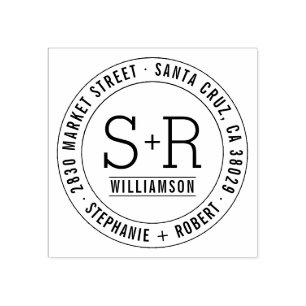 Custom Classic Initials Wedding Return Address Rubber Stamp