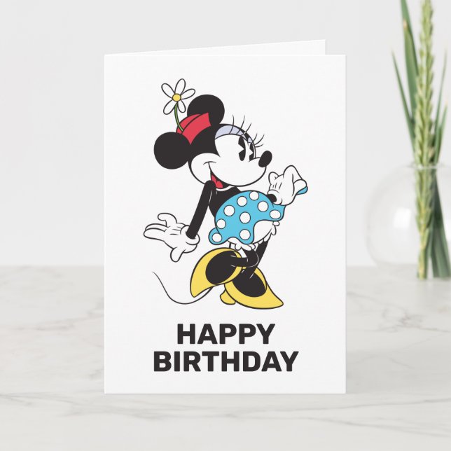 Custom Classic Minnie Mouse Birthday Card (Front)