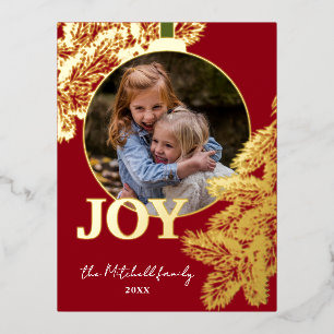 Custom Classic Pine Tree Needles Gold Foil Holiday Postcard