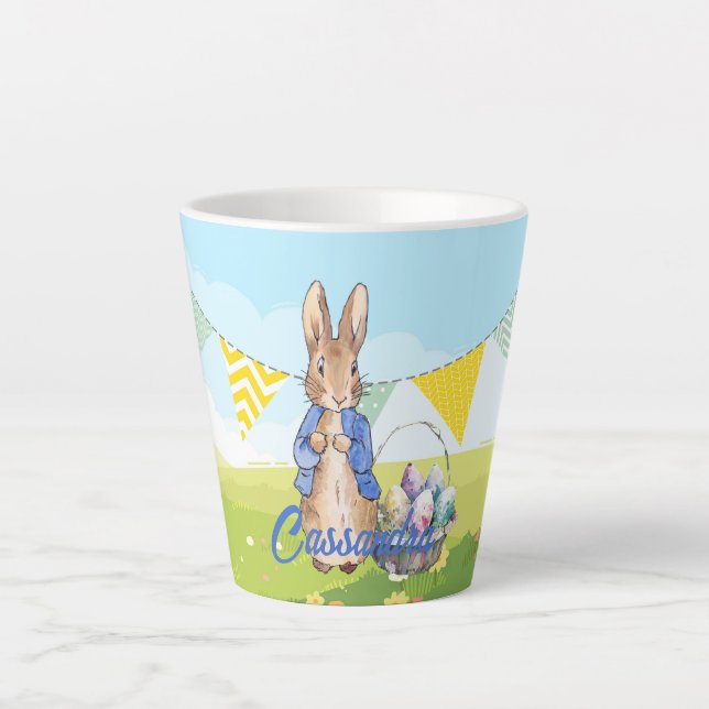 Custom Classic Rabbit Easter egg basket Latte Mug (Front)