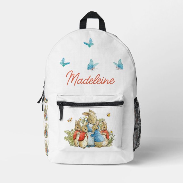 Custom Classic Rabbit in blue jacket Printed Backpack (Front)