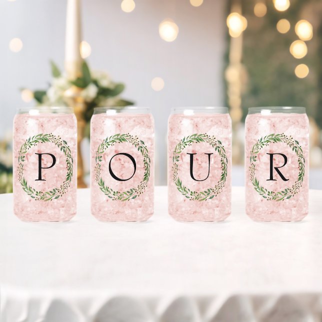 Custom Classic Vintage Chic Black Monogram Can Glass (Insitu (Wedding))