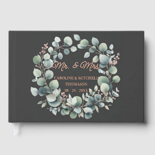 Custom Classy Calligraphy Couple Names Rose Gold Guest Book