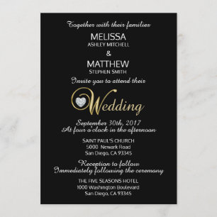 Custom Classy Elegant Black Gold Diamond Wedding Invitation