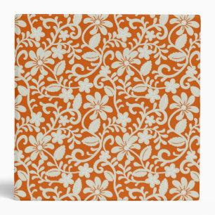 Custom Classy Floral Damask Burnt Orange Pattern Binder