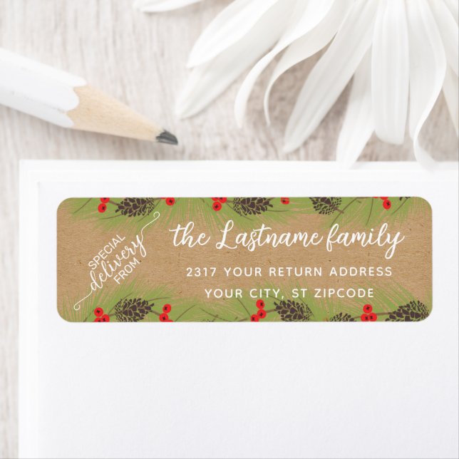 Custom Classy Garland Wreath On Faux Brown Kraft (Insitu)