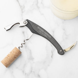 Custom Classy Light Grey Linen Texture Pattern Corkscrew