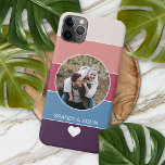 Custom Classy Romantic Love Heart And Your Names iPhone 11Pro Max Case<br><div class="desc">Cute romantic, yet modern ivory, blush coral, dark pink, teal blue, and purple coloured stripes pattern. With the option to personalize or customize with a photo and names or text of your choice. Unique keepsake, birthday, anniversary, Valentine's Day gift, or Christmas stocking stuffer. Easily customizable to your liking. Beautiful, elegant,...</div>