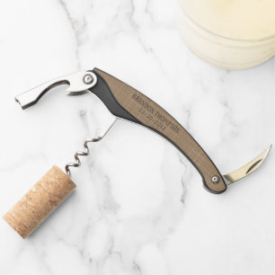 Custom Classy Tan Taupe Beige Brown Linen Pattern Corkscrew