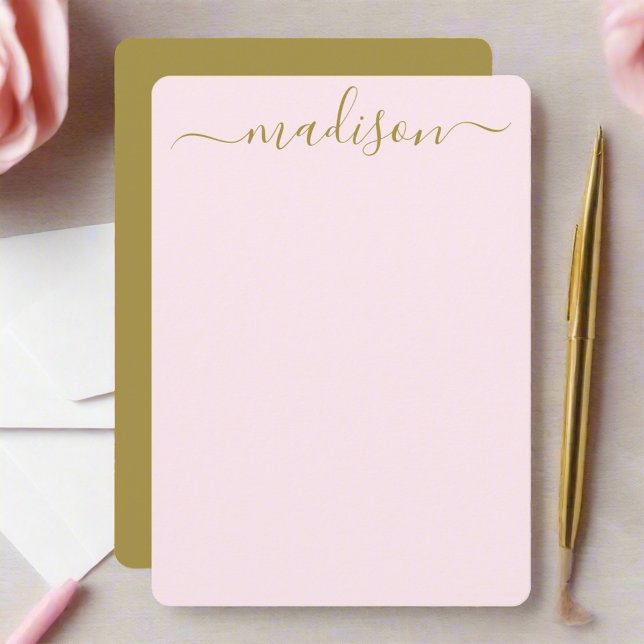 Custom Clean Blush Pink & Gold Typography Script  Card (Creator Uploaded)