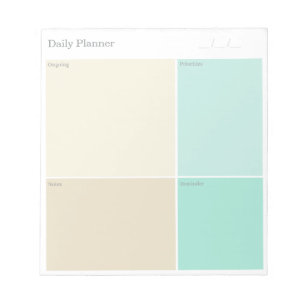 Custom Clean Minimalist Beige Grey Aqua Blue Daily Notepad