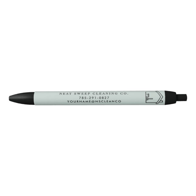 Custom Cleaning Business Logo Personalized Black Ink Pen (Front)
