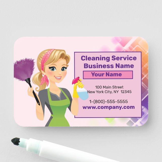 Custom Cleaning Service Dry Erase Name Tag (In Situ)