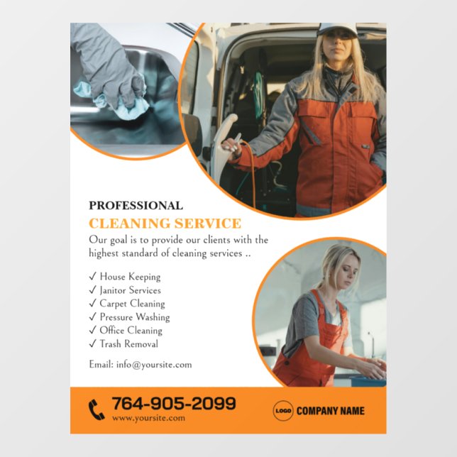 Custom Cleaning Services Window Cling (Sheet)