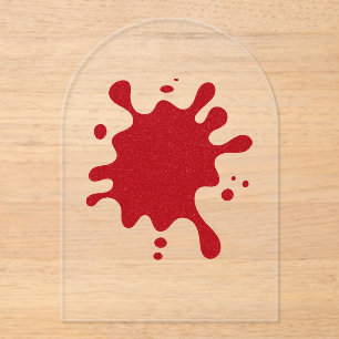 Custom Clear Acrylic Tomato Red Splash Invitation