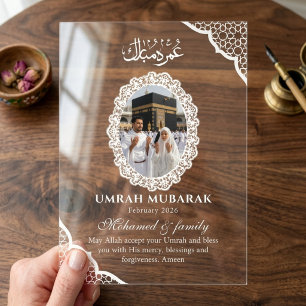Custom Clear Acrylic Umrah Mubarak Photo  Invitations