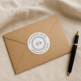 Custom Clear Monogrammed Name Round Return Address