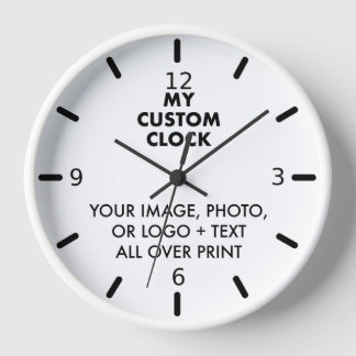 Custom Clock - WHITE Wood, BLACK Hands, 4 NUMBERS