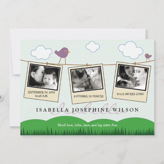 :custom: Clothesline Birth Announcement (Front)