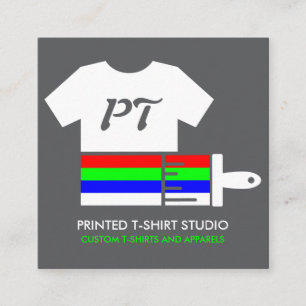 Custom Clothing Apparel Store grey Printed Shirt Square Business Card