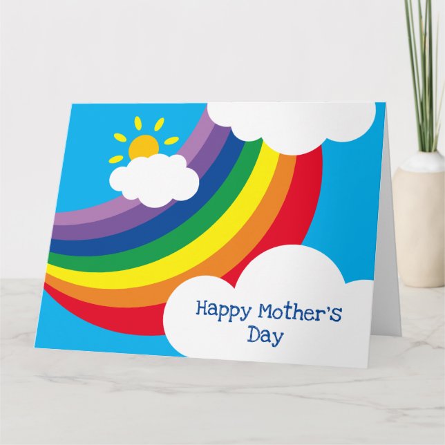 Custom Clouds, Sunshine & Rainbow Mother's Day Car Card (Front)