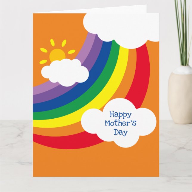 Custom Clouds, Sunshine & Rainbow Mother's Day Car Card (Front)