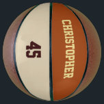 Custom Club Team Player Name Number Monogrammed Basketball<br><div class="desc">Create your own custom, personalized, faux gold and dark brown elegant stylish typography / script / text / name, brown and khaki colour, regulation size, hand stitched basketball. Simply enter the player / team / club / school / college / event / tournament name, and player jersey number, to customize....</div>
