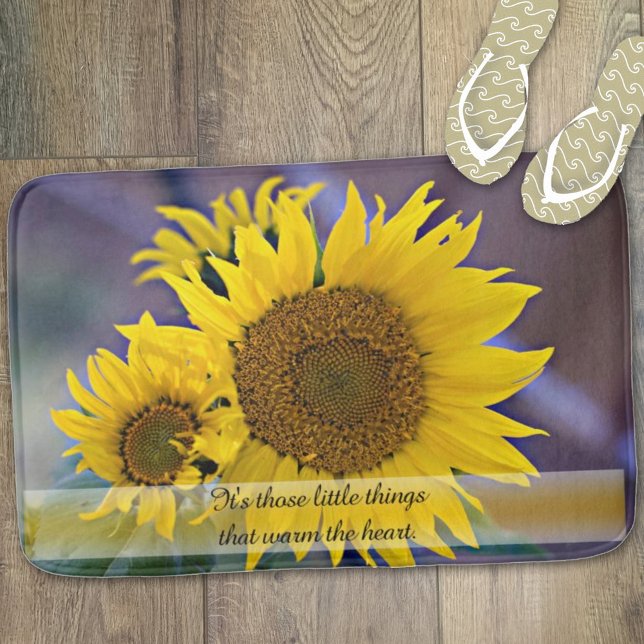 Custom Clustered Sunflowers Close-Up Photograph  Bath Mat (Creator Uploaded)