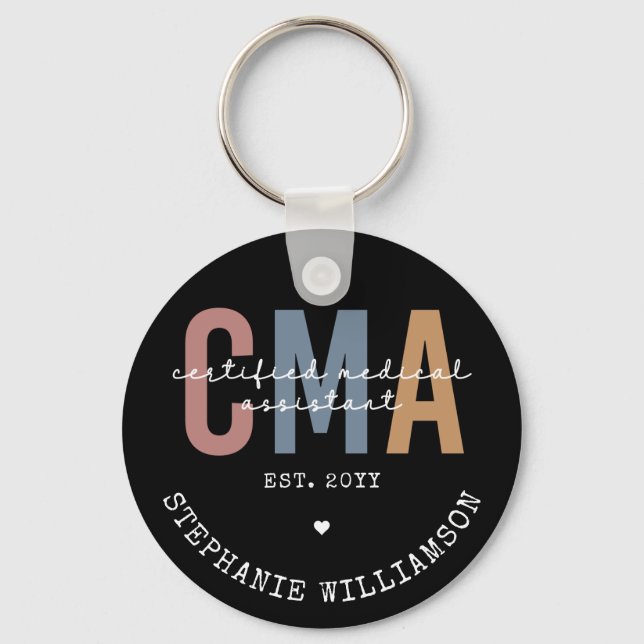 Custom CMA Certified Medical Assistant Keychain (Front)