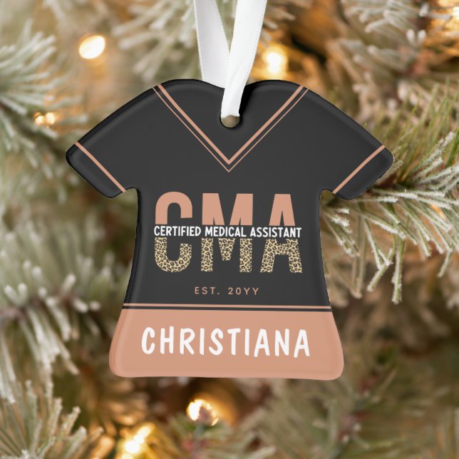 Custom CMA Certified Medical Assistant Leopard Ornament (Tree)