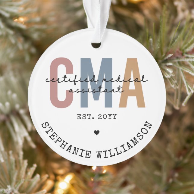 Custom CMA Certified Medical Assistant Ornament (Tree)