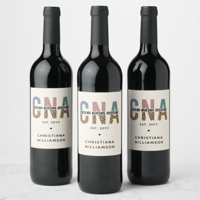 Custom CNA Certified Nursing Assistant Gifts Wine Label (Bottles)