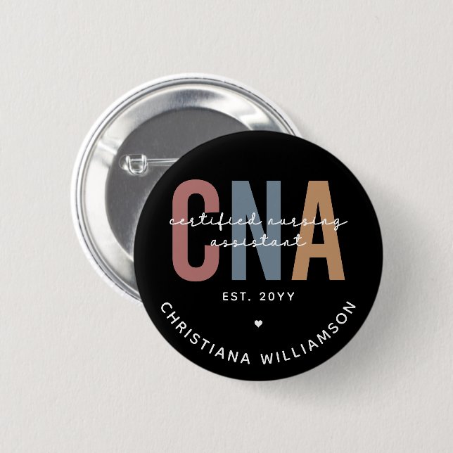 Custom CNA Retro Certified Nursing Assistant Gifts 2 Inch Round Button (Front & Back)