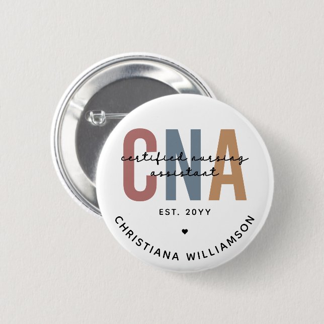 Custom CNA Retro Certified Nursing Assistant Gifts 2 Inch Round Button (Front & Back)