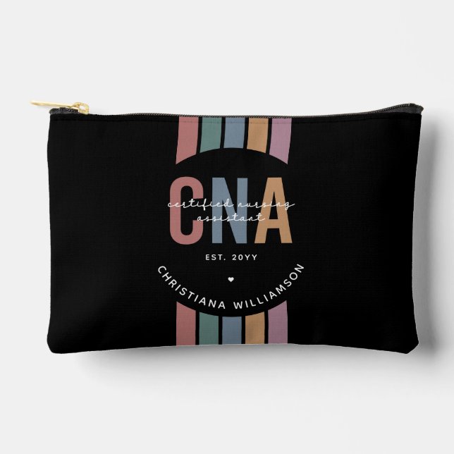 Custom CNA Retro Certified Nursing Assistant Gifts Accessory Pouch (Front)