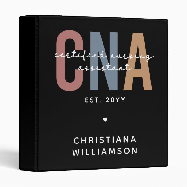 Custom CNA Retro Certified Nursing Assistant Gifts Binder (Front/Spine)