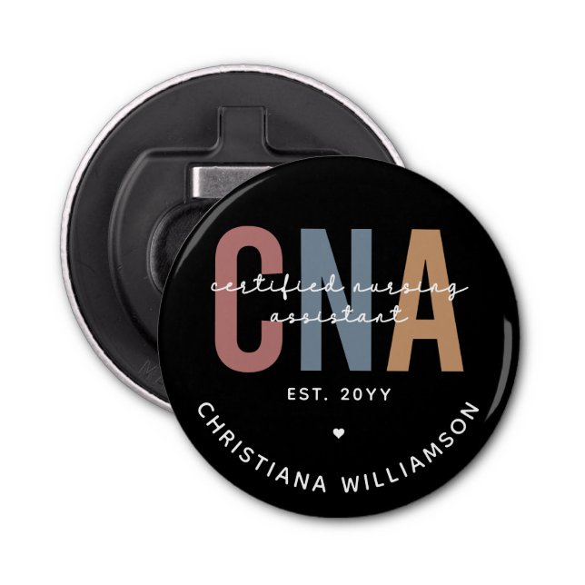 Custom CNA Retro Certified Nursing Assistant Gifts Bottle Opener (Front)