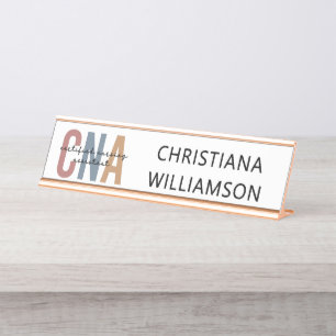 Custom CNA Retro Certified Nursing Assistant Gifts Desk Name Plate