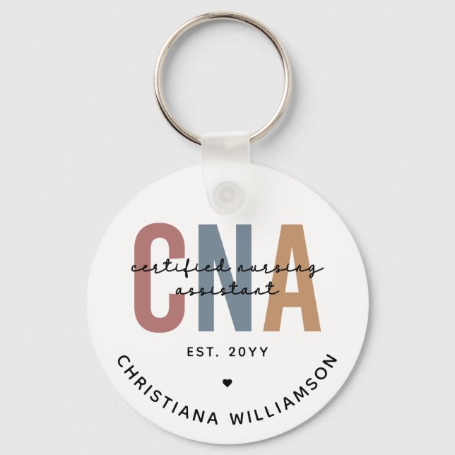 Custom CNA Retro Certified Nursing Assistant Gifts Keychain (Front)
