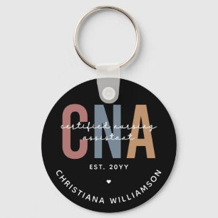 Custom CNA Retro Certified Nursing Assistant Gifts Keychain