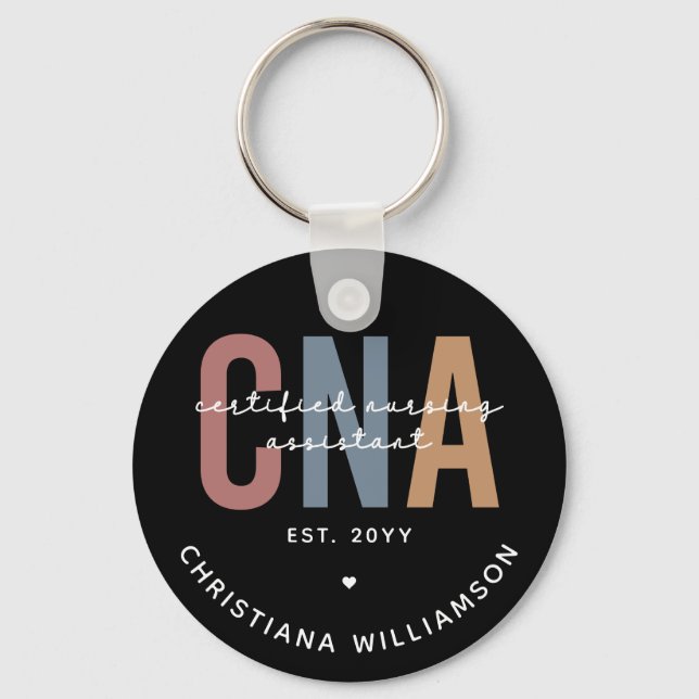 Custom CNA Retro Certified Nursing Assistant Gifts Keychain (Front)