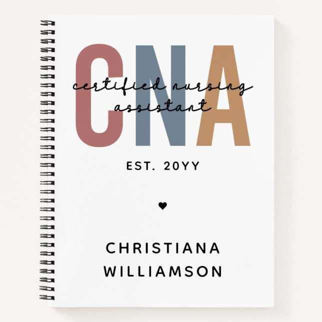Custom CNA Retro Certified Nursing Assistant Gifts Notebook (Front)