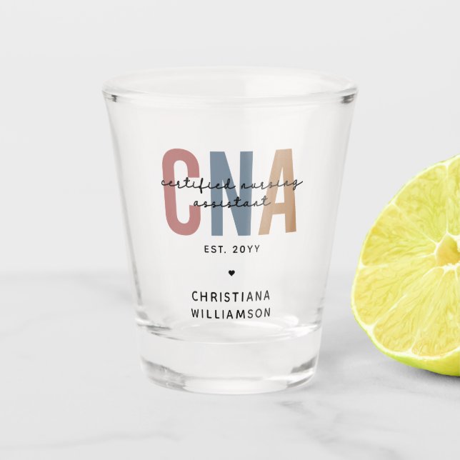 Custom CNA Retro Certified Nursing Assistant Gifts Shot Glass (Front)