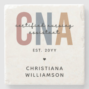 Custom CNA Retro Certified Nursing Assistant Gifts Stone Coaster
