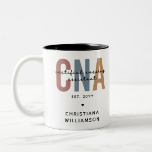 Custom CNA Retro Certified Nursing Assistant Gifts Two-Tone Coffee Mug