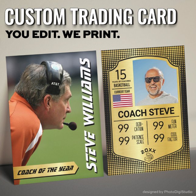 Custom Coach Trading Card, Gold Shield Coach Calling Card (Custom Coach Trading Card, Gold Shield Coach Card)