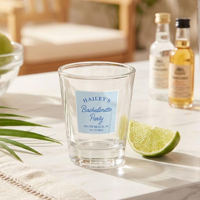 Custom Coastal Bachelorette Beachy & Fun Shot Glass (Creator Uploaded)