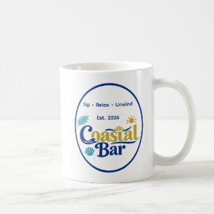 Custom Coastal Bar Azure Retreat Oval Frame Coffee Mug